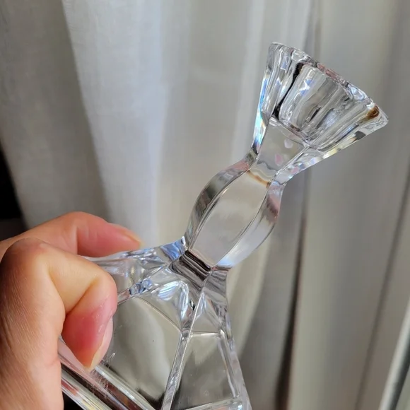 24% Full Lead Crystal Candlesticks Set of 2 USA Made Candle Holders Vintage 4" H - Picture 4 of 9